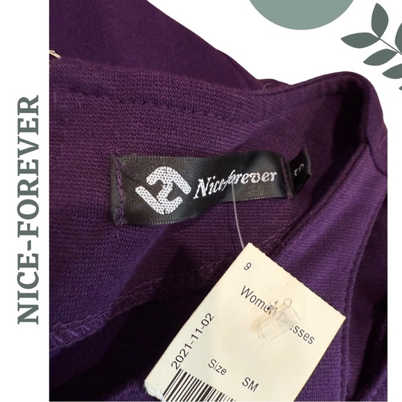 🛍️3/$40 Elegant Purple Cap Sleeve Knit Bodycon Dress by Nice-Forever Size Small - Picture 6 of 6